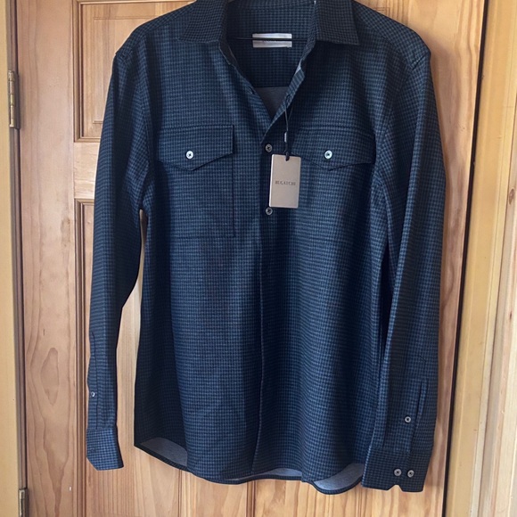 Bugatchi Navy and Charcoal Patterned Shirt - Picture 1 of 5